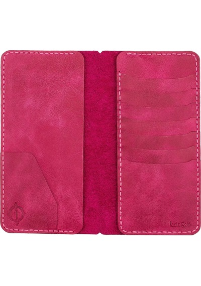 Twingold İsme Özel Dikey Uzun Cüzdan - %100 Rainbow Deri - A010007 - Fuşya Fuşya