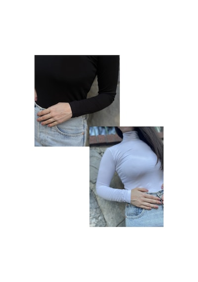 Kadın Uzun Kollu Yarım Balıkçı Yaka Body 2 Adet