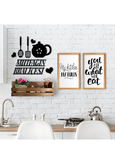 Bk Home Dekoratif Doğal Ahşap Raf Mutfak Konseptli 2’Li Ahşap Tab (551038811)