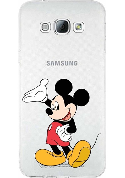 Samsung Galaxy Uyumlu A8 Kapak Mickey Mouse Tasarımlı Şeffaf Silikon Kılıf Şeffaf