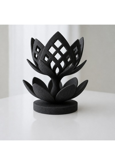 3d Baskı Lotus Çiçeği Mumluk - Dekoratif Tealight Mumluk-siyah Diğer