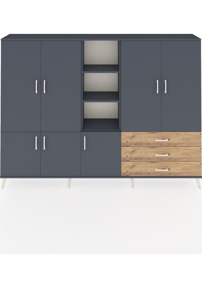 Arges Dolap 11 Raflı 3 Çekmeceli 7 Kapaklı 220x30x163 Antrasit-antrasit/çam Antrasıt/atlas Çam - Antrasıt Arges Dolap 11 Raflı 3 Çekmeceli 7 Kapaklı 220x30x163 Antrasit-antrasit/çam Antrasıt/atlas Çam - Antrasıt