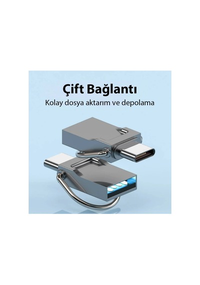 Type-c Usb Otg 64gb Flash Bellek 100mb/s Hızlı Ve Çift Uçlu Gri