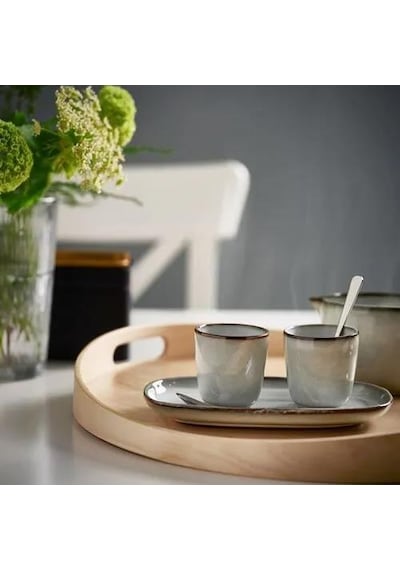Gladelig 4 Adet Espresso Fincanı, Gri, 10 Cl Kumlu-sırlı Yüzey,