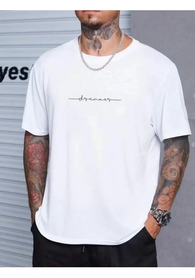 Modi Green Unisex Günlük Stil Optik Beyaz Doğal Dokulu Pamuklu Oversize Tişö