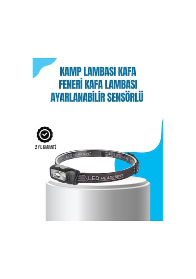Kamp Lambası Kafa Feneri Kafa Lambası Ayarlanabilir Sensörlü Şarjlı Çok Renkli 01278259