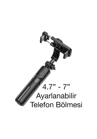 Hoco K17 Bluetooth Uzaktan Kontrol Selfie Çubuğu Tripod ve Stand Siyah
