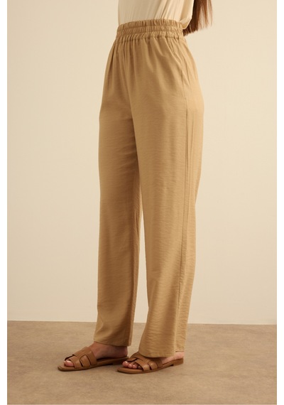 Aker Beli Lastikli Viscon Pantolon Etek Camel Camel