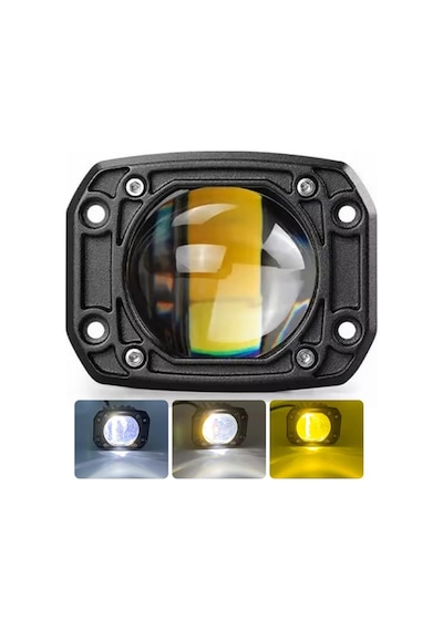 18w Uyumlu Çift Renk Gömme Montaj Tampon Sarı Beyaz 8 Cm 4 Modlu Off Road Led Lamba