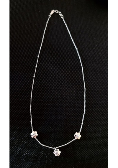 Oriental Kuyumculuk Jewellery Taşlı Papatya Cicek Gumus Kolye Gümüş
