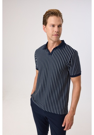 Back And Bond Regular Fit Lacivert Düğmesiz Polo Yaka Tişört Çok Renkli