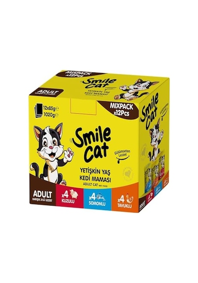 Smile Cat Pouch Mix 12 Adet X 85 Gr Kuzu/somon/tavuklu 103 Ivory