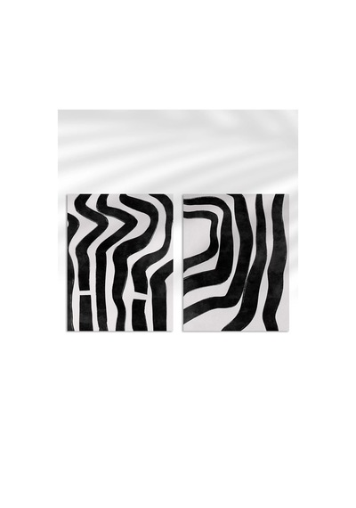 Çerçevesiz Poster Monokrom Zebra Çizgileri 2'li