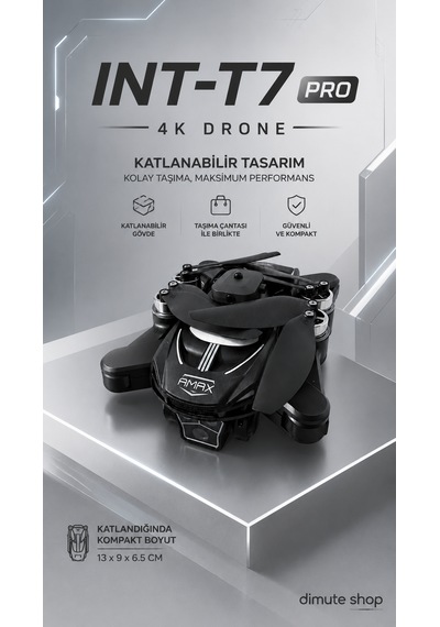 Katlanabilir 4k Kamera Drone Wifi Fpv, 360 Takla, Işık Sensörü Int-t7 Pro