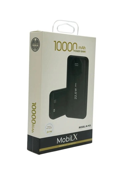 Mobilx 10000 Mah 22.5w Hızlı Şarj Powerbank Siyah/beyaz Siyah