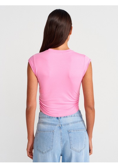 Dilvin 30899 Yanları Büzgü Detaylı Top-pembe Pembe
