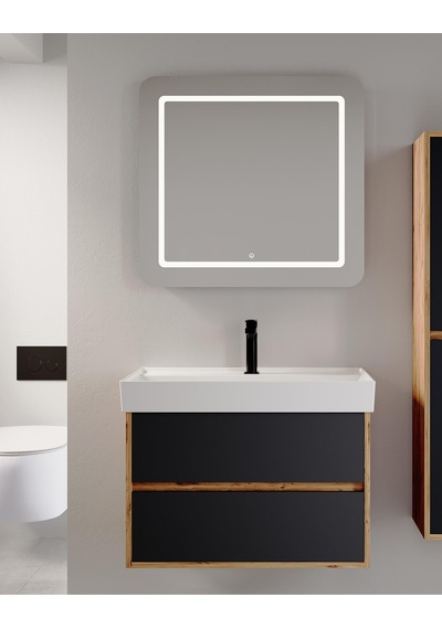 Denko Forever 80 Cm Antrasit Banyo Dolabı Alt Modül Lavabo Antrasit