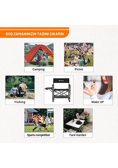 Kingcamp Ash Compact Katlanır Kamp Sandalyesi Black Çok Renkli