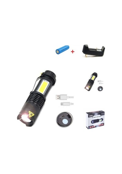 Zeycan Teknoloji Yandan Işıklı Güçlü+ Newpro Led Fner 1000 Lümen Pt4011+pil+şarj Siyah