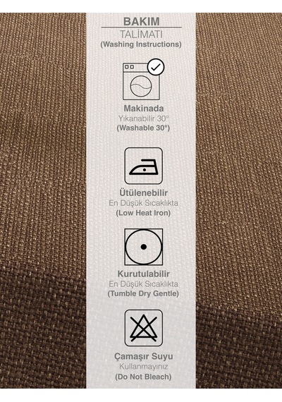 Br Perle Sütlü Kahverengi Keten Dokulu Masa Örtüsü
