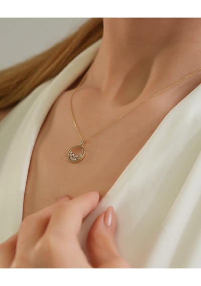 Debora Jewelry 14 Ayar Altın Zirkon Taşlı Modern Kolye