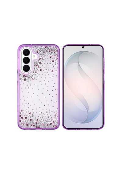 Samsung Galaxy Uyumlu S26 Kılıf Airbag Tasarımlı Damla Taşlı Şeffaf Zore Pera Silikon Kapak Samsung Galaxy Uyumlu S26 Zore - Mor