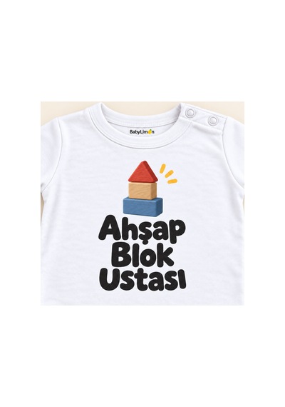 Babylimon Ahşap Blok Ustası Beyaz Kısa Kollu Çıtçıtlı Bebek Zıbını Beyaz - Ahşap Blok Ustası - 928161976 Beyaz - Ahşap Blok Ustası