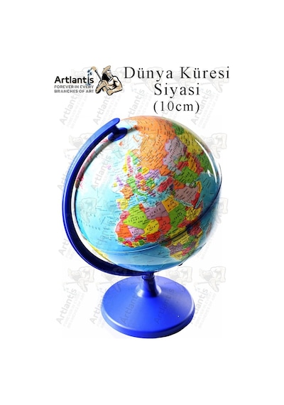 Dünya Küresi Mavi 10 Cm Siyasi 1 Paket Masaüstü Coğrafya Dünya Küresi Sınıf Eğitim Kalemtraşlı Dekor
