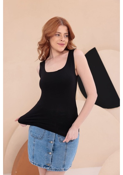 Bbbutikbasic Kare Yaka Esnek Atlet Bluz Hkn34 Siyah