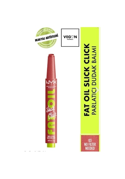 NYX Professional Makeup Fat Oil Slick Click Parlatıcı ve Nemlendirici Dudak Balmı 03 No Filter Needed