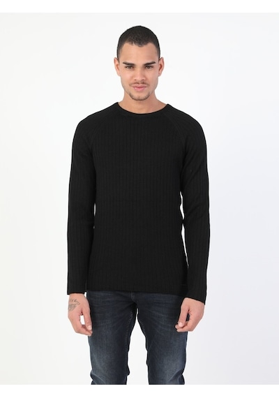 Colin's Slim Fit Bisiklet Yaka Erkek Siyah Kazak CL1047125_Q1.V1_BLK
