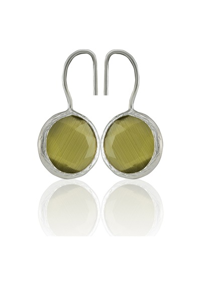 Kadir Jewellery Gümüş Kaplama Kadın Taşlı Küpe -el İşçiliği Ve Hipoalerjenik Küpe Altın - Zeytin Yeşili