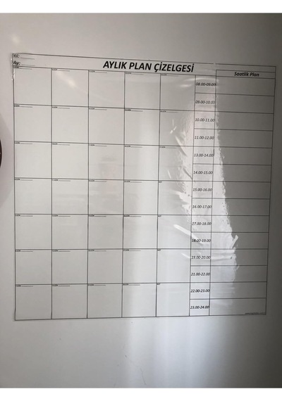 Aylık Planlayıcı Statik Akıllı Kağıt Takvim Yazı Tahtası Kalem 100x100 Cm Cok Renkli