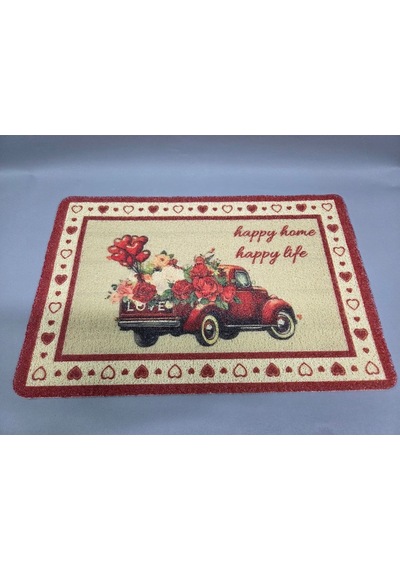 Hijyenik Kıvırcık Paspas 40x60 Cm - Islaklık Emici Kapı Önü Paspası Kırmızı