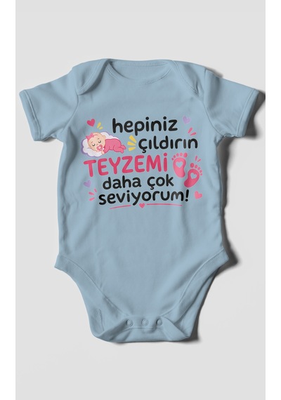 Morivokids Teyzeye Özel Kısa Kollu Bebek Body %100 Pamuk Zbn195-kk Bebe Mavisi