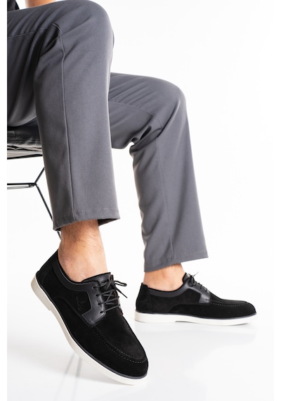 Fame Step Hakiki Deri Erkek Loafer Ayakkabı Casual Süet Günlük Rahat Bağcıklı Model Ravenna siyah
