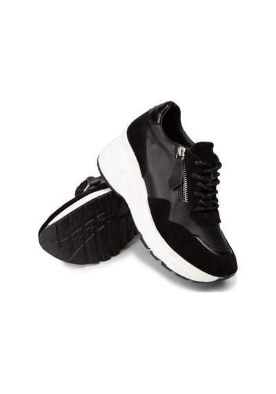 Deery Kadın Hakiki Süet Siyah Dolgu Topuk Sneaker - M9147zsyhc01