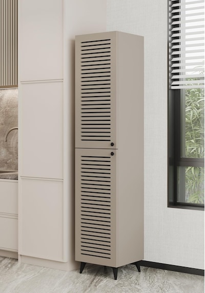 Ayrex Furnitt Home Panjur Kapaklı Çok Amaçlı Yüksek Dolap Mdf Gövde, Raflı Saklama Ünitesi, Kiler Dolabı, M Genel