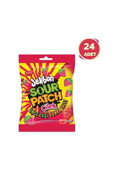 Jelibon Sour Patch Çilek Aromalı Yumuşak Şekerleme 80 Gr - 24 Adet