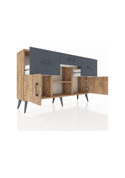 Arges Konsol Tek Raflı 3 Çekmeceli 3 Kapaklı 132x30x83 Çam-çam/antrasit Çam/antrasit Arges Konsol Tek Raflı 3 Çekmeceli 3 Kapaklı 132x30x83 Çam-çam/antrasit Çam/antrasit