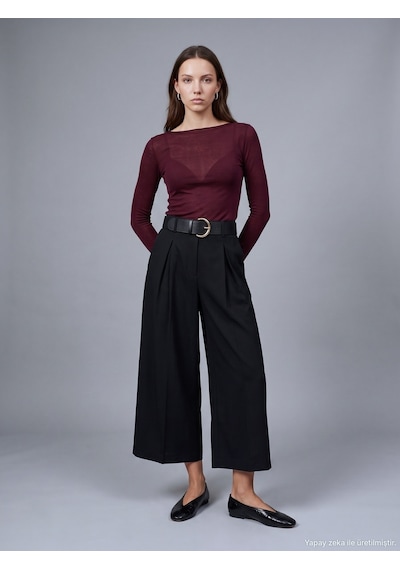 Dilvin 72796 Kemerli Culotte Pantolon-siyah