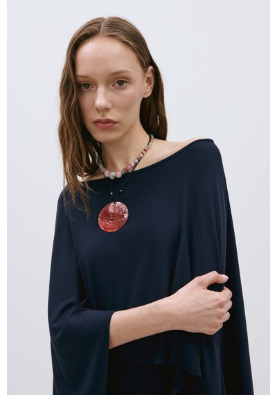 Suud Collection Lacivert Rae Penye Pelerin