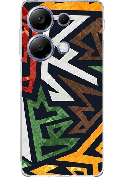 Xiaomi Redmi Note 13 Pro 4g Uyumlu Kamera Korumalı Soyut Grafiti Tasarımlı Kılıf Şeffaf