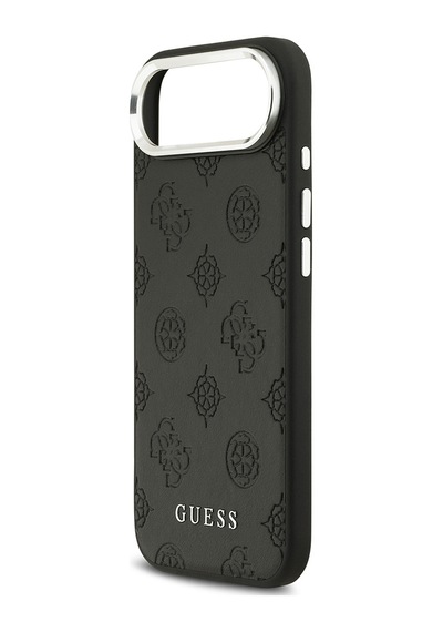 Apple Uyumlu iPhone 17 Air Kılıf Guess Lisanslı M-safeli Sıcak Baskılı Klasik Yazı Logolu Pu Deri Peony Siyah Siyah