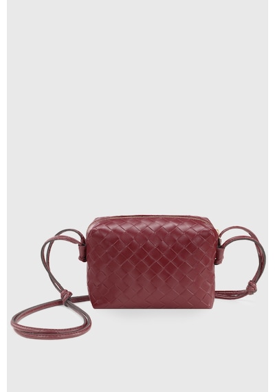 Housebags Bordo Örgü Detaylı Çapraz Askılı Çanta 260 Bordo