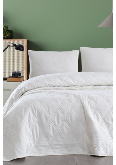 Enlora Home Color Saten Çok Amaçlı Örtü Çift Kişilik Krem