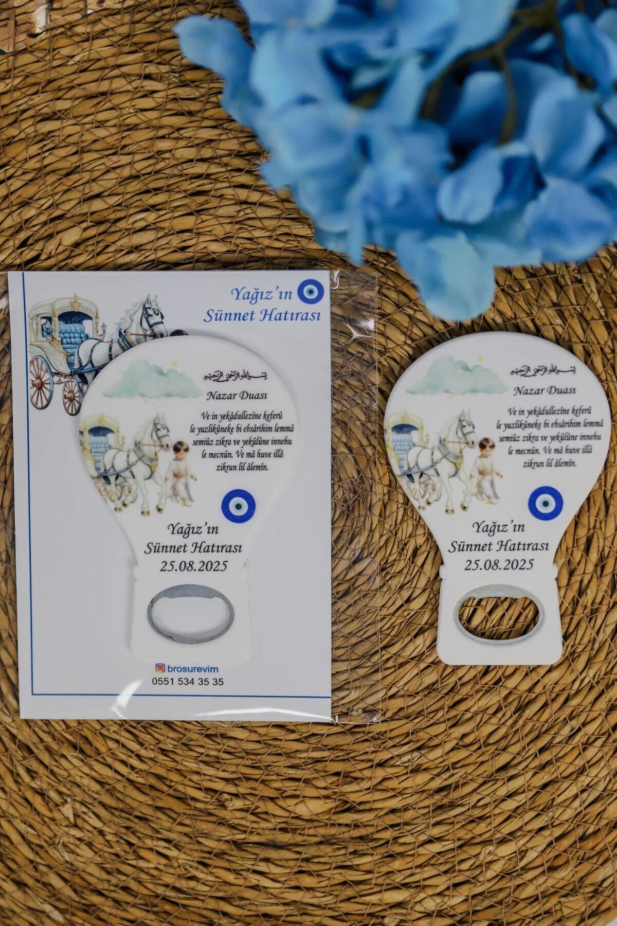 Nazar Duası Temalı Erkek Sünnet Çocuğu Hediyelik Balon Açacak Magnetleri 30lu Jelatin Paket Hediyeli Beyaz