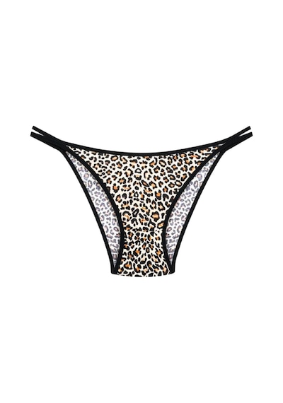 1025 Çift İp-taş Detaylı Bikini Külot Paketi 1025-v7 - Leopar-Siyah-Pars Çok Renkli