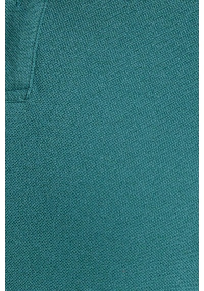 Tudors Erkek Slim Fit Dar Kesim Pamuklu Yumuşak Dokulu Serin Tutan Kumaş Düz Pike Yeşil Polo Yaka Tişört-33701 Yeşil
