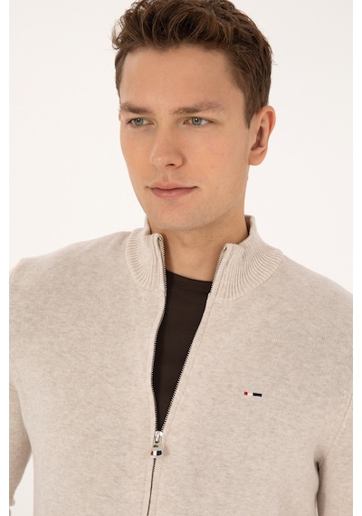 U.S. Polo Assn. Erkek Taş Melanj Basic Triko Hırka 50313688-VR225